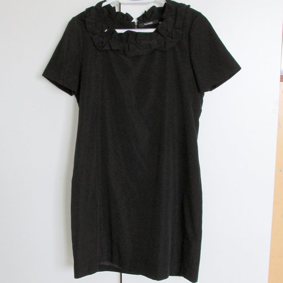 Tahari LBD Ruffled Neck S-Sleeve Sheath Dress - Picture 1 of 9